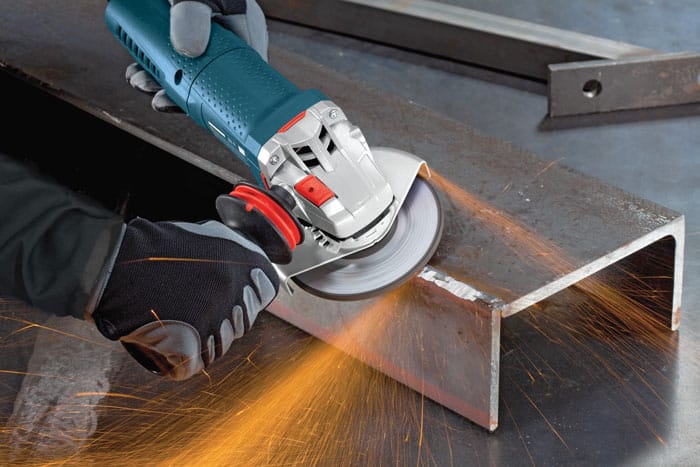 cutting concrete with angle grinder