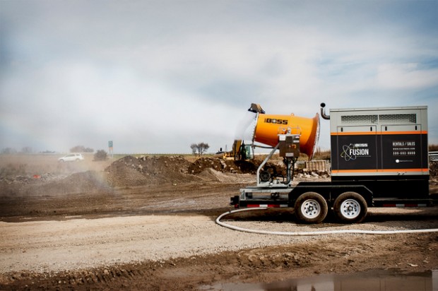 Check out this trailer-mounted dust suppressor with a dedicated power source