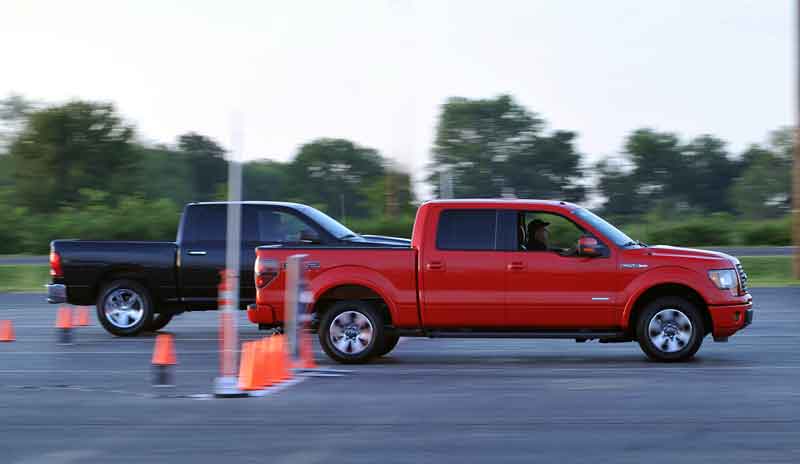At the 2011 F-150 powertrain media day, Ford set up a drag racing test for writers -- timed acceleration at The Texas Motor Speedway. The goal was to score a perfect .500 reaction time on the starting line and then try to get up 70 mph in a quarter of mile. This editor clenched his best start at .607 and 72 mph. 