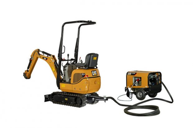 Cat 300.9D VPS mini hydraulic excavator can work via a remote electrical power source
