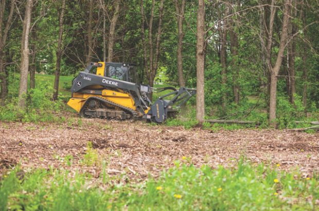 New John Deere Mulching Head Shreds Wood in Minutes