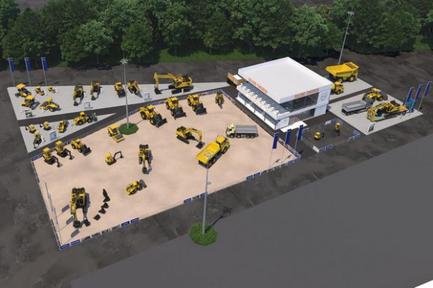 Here’s what Volvo CE’s booths will look like at bauma (the exhibits have a big focus on its new electric compact machines)