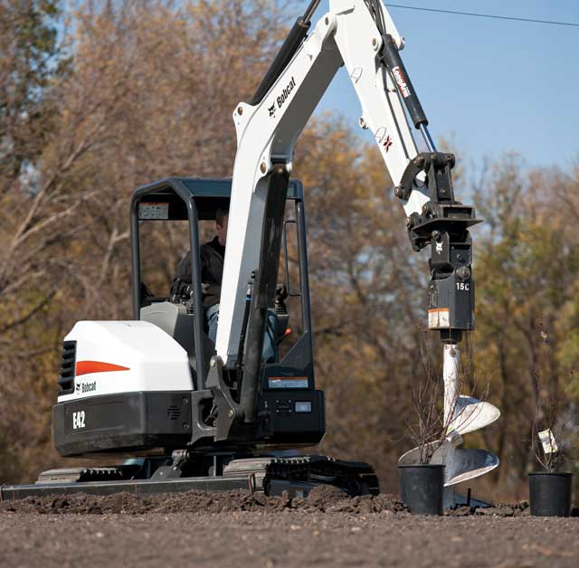 Mini excavator deals post hole digger