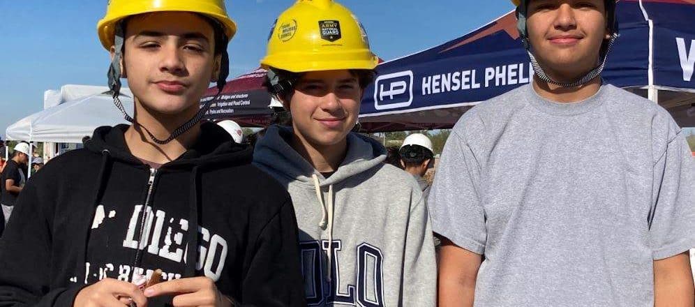 Rosendin AZ Construction Career Days Kids with Hardhats