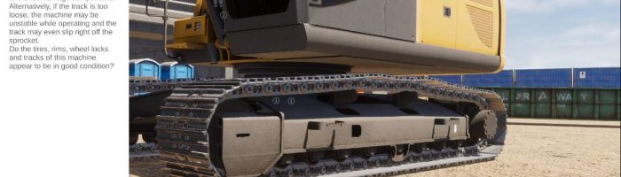 CM Labs Virtual Walk Around Training tracks on an excavator