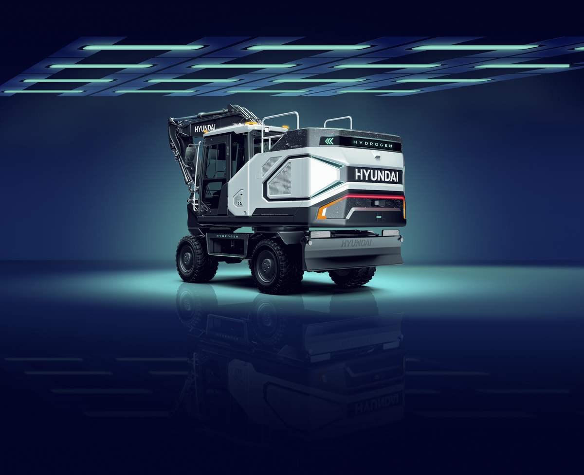 Hyundai Construction Equipment will have its HW155H hydrogen fuel cell-powered wheeled excavator