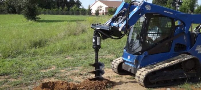 Blue Diamond Attachments auger attachment on a compact track loader