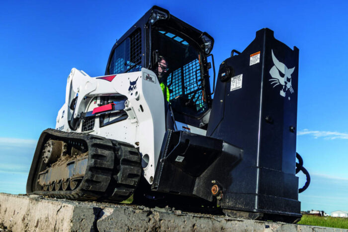 bobcat-drop-hammer attachment on a compact track loader 