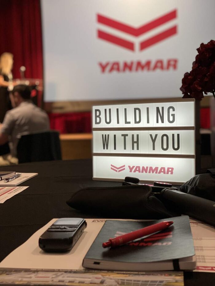 Yanmar CE Media Days Building with You Sign during press conference 