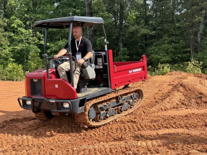 Yanmar CE Media Days outdoor demo with compact crawler carrier