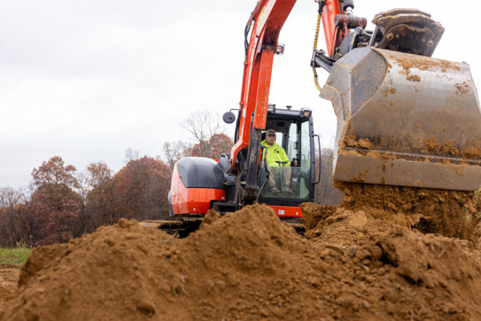 Topcon and Kubota excavator