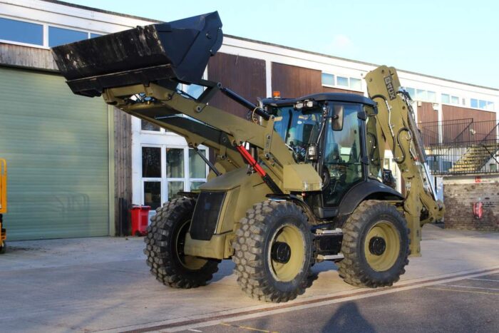JCB 4CX miliary backhoe loader raising its bucket
