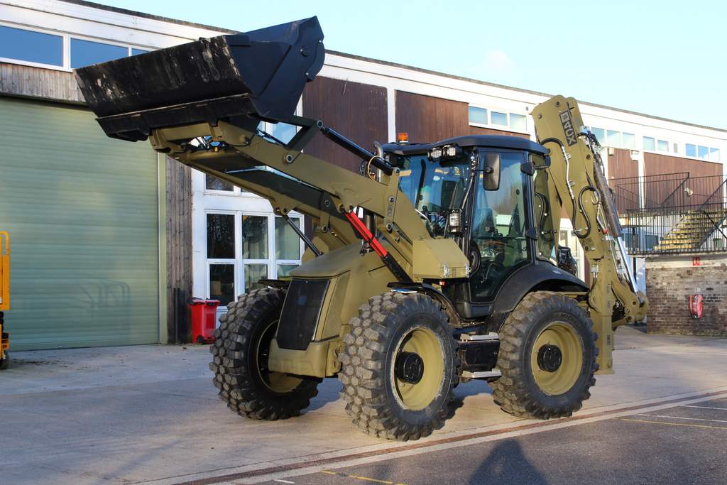 JCB 4CX miliary backhoe loader raising its bucket