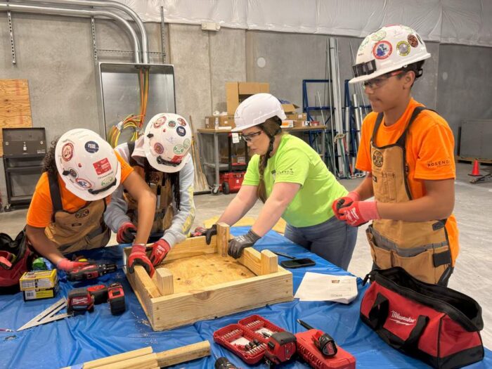 TRF Camp Build Sterling campers worked together to build a dog house