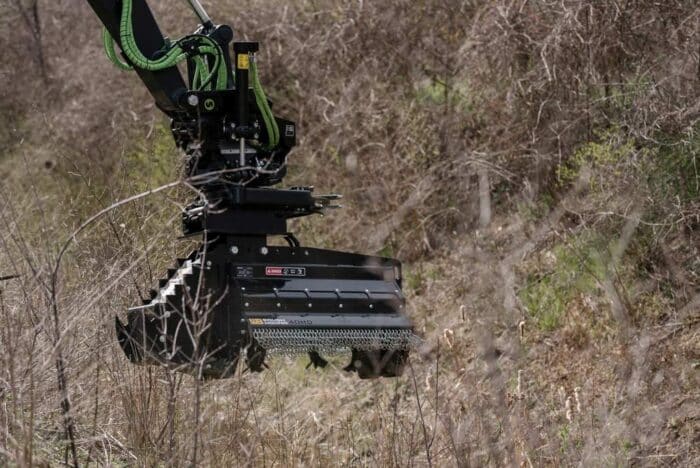 Werk-Brau 40EX-HD Flail Mulcher on a mini excavator
