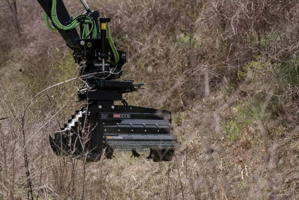 Werk-Brau 40EX-HD Flail Mulcher on a mini excavator