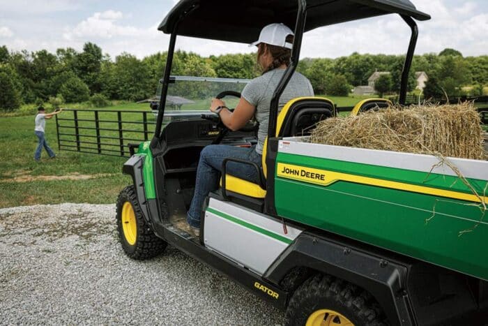 John Deere Gator GX utility vehicle lookin at driver