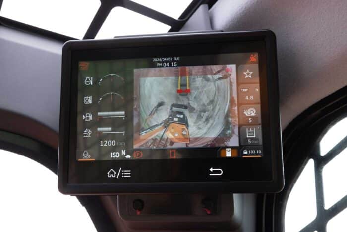 Develon track loader monitor with rearview camera