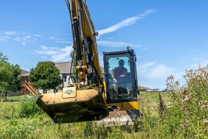 midi excavator with brush cutter
