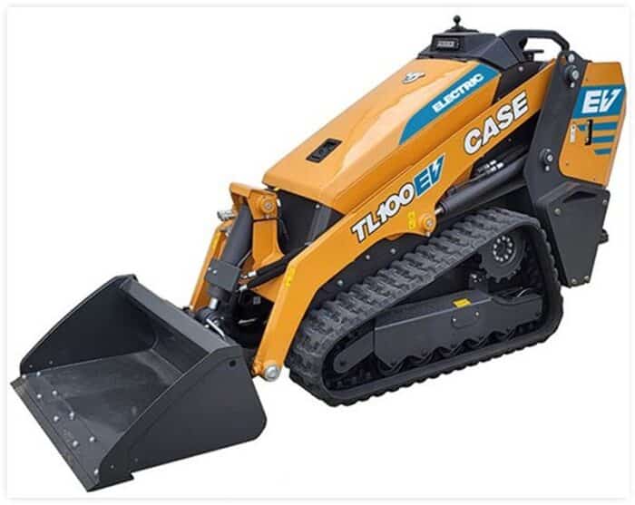 The Case TL100EV electrified mini track loader.