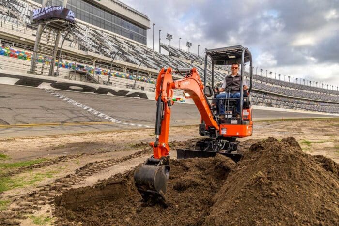 Kubota mini excavator at NASCAR event