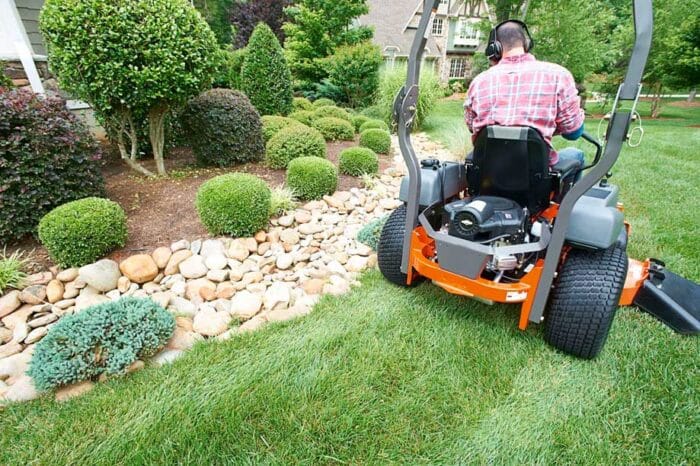 lawn mower in yard