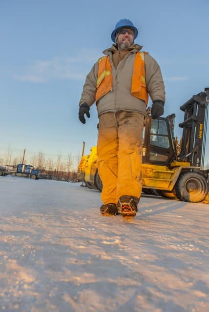 work boots in snow