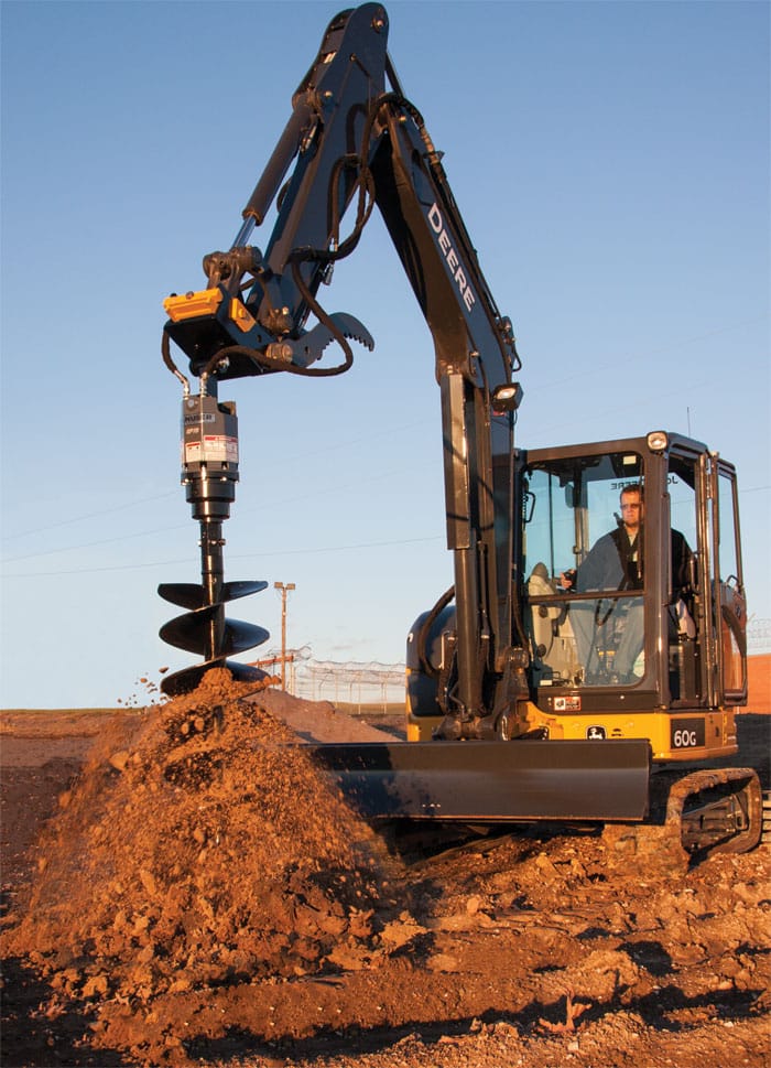 Mini excavator post hole outlet digger